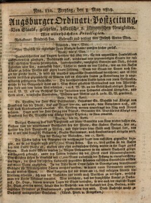 Augsburger Ordinari Postzeitung von Staats-, gelehrten, historisch- u. ökonomischen Neuigkeiten (Augsburger Postzeitung) Freitag 8. Mai 1829