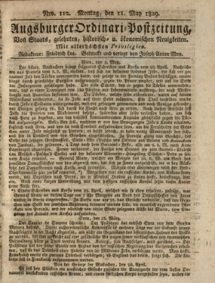 Augsburger Ordinari Postzeitung von Staats-, gelehrten, historisch- u. ökonomischen Neuigkeiten (Augsburger Postzeitung) Montag 11. Mai 1829