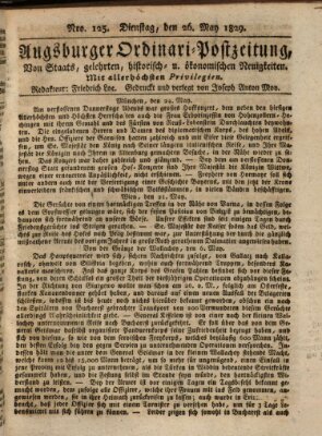 Augsburger Ordinari Postzeitung von Staats-, gelehrten, historisch- u. ökonomischen Neuigkeiten (Augsburger Postzeitung) Dienstag 26. Mai 1829