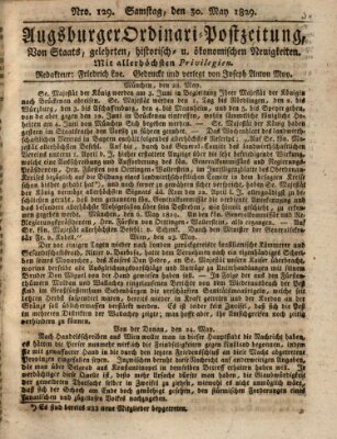 Augsburger Ordinari Postzeitung von Staats-, gelehrten, historisch- u. ökonomischen Neuigkeiten (Augsburger Postzeitung) Samstag 30. Mai 1829