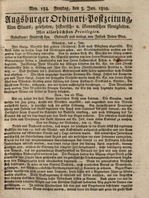 Augsburger Ordinari Postzeitung von Staats-, gelehrten, historisch- u. ökonomischen Neuigkeiten (Augsburger Postzeitung) Freitag 5. Juni 1829