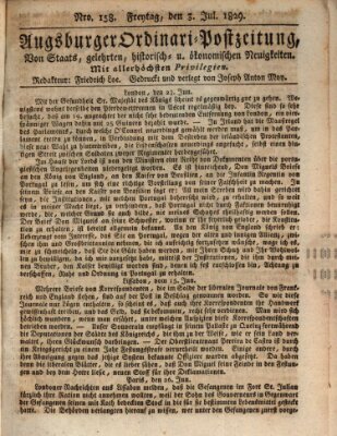 Augsburger Ordinari Postzeitung von Staats-, gelehrten, historisch- u. ökonomischen Neuigkeiten (Augsburger Postzeitung) Freitag 3. Juli 1829