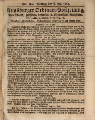 Augsburger Ordinari Postzeitung von Staats-, gelehrten, historisch- u. ökonomischen Neuigkeiten (Augsburger Postzeitung) Montag 6. Juli 1829