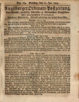 Augsburger Ordinari Postzeitung von Staats-, gelehrten, historisch- u. ökonomischen Neuigkeiten (Augsburger Postzeitung) Samstag 11. Juli 1829