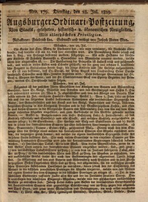 Augsburger Ordinari Postzeitung von Staats-, gelehrten, historisch- u. ökonomischen Neuigkeiten (Augsburger Postzeitung) Dienstag 28. Juli 1829