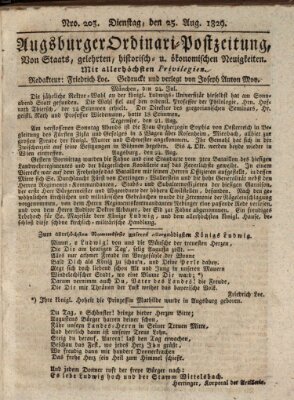 Augsburger Ordinari Postzeitung von Staats-, gelehrten, historisch- u. ökonomischen Neuigkeiten (Augsburger Postzeitung) Dienstag 25. August 1829