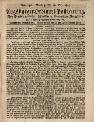 Augsburger Ordinari Postzeitung von Staats-, gelehrten, historisch- u. ökonomischen Neuigkeiten (Augsburger Postzeitung) Montag 26. Oktober 1829