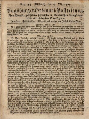 Augsburger Ordinari Postzeitung von Staats-, gelehrten, historisch- u. ökonomischen Neuigkeiten (Augsburger Postzeitung) Mittwoch 28. Oktober 1829