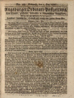 Augsburger Ordinari Postzeitung von Staats-, gelehrten, historisch- u. ökonomischen Neuigkeiten (Augsburger Postzeitung) Mittwoch 2. Dezember 1829