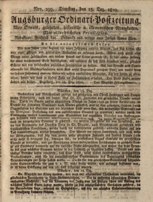 Augsburger Ordinari Postzeitung von Staats-, gelehrten, historisch- u. ökonomischen Neuigkeiten (Augsburger Postzeitung) Dienstag 15. Dezember 1829