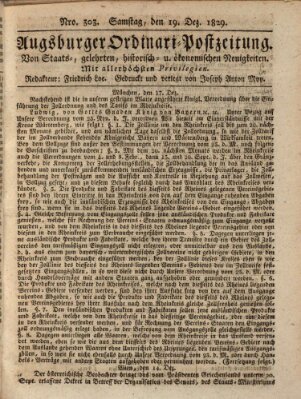 Augsburger Ordinari Postzeitung von Staats-, gelehrten, historisch- u. ökonomischen Neuigkeiten (Augsburger Postzeitung) Samstag 19. Dezember 1829