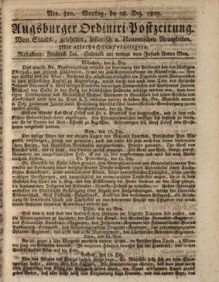 Augsburger Ordinari Postzeitung von Staats-, gelehrten, historisch- u. ökonomischen Neuigkeiten (Augsburger Postzeitung) Montag 28. Dezember 1829