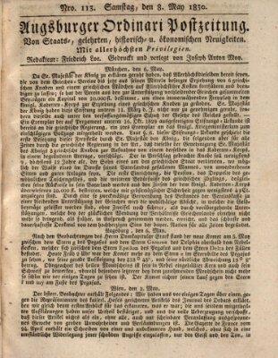 Augsburger Ordinari Postzeitung von Staats-, gelehrten, historisch- u. ökonomischen Neuigkeiten (Augsburger Postzeitung) Samstag 8. Mai 1830