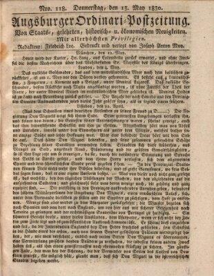 Augsburger Ordinari Postzeitung von Staats-, gelehrten, historisch- u. ökonomischen Neuigkeiten (Augsburger Postzeitung) Donnerstag 13. Mai 1830