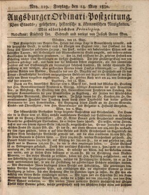 Augsburger Ordinari Postzeitung von Staats-, gelehrten, historisch- u. ökonomischen Neuigkeiten (Augsburger Postzeitung) Freitag 14. Mai 1830