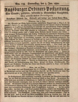 Augsburger Ordinari Postzeitung von Staats-, gelehrten, historisch- u. ökonomischen Neuigkeiten (Augsburger Postzeitung) Donnerstag 3. Juni 1830