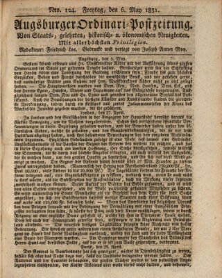 Augsburger Ordinari Postzeitung von Staats-, gelehrten, historisch- u. ökonomischen Neuigkeiten (Augsburger Postzeitung) Freitag 6. Mai 1831