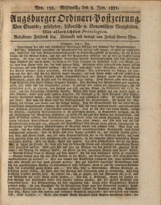 Augsburger Ordinari Postzeitung von Staats-, gelehrten, historisch- u. ökonomischen Neuigkeiten (Augsburger Postzeitung) Mittwoch 8. Juni 1831