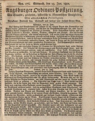 Augsburger Ordinari Postzeitung von Staats-, gelehrten, historisch- u. ökonomischen Neuigkeiten (Augsburger Postzeitung) Mittwoch 29. Juni 1831