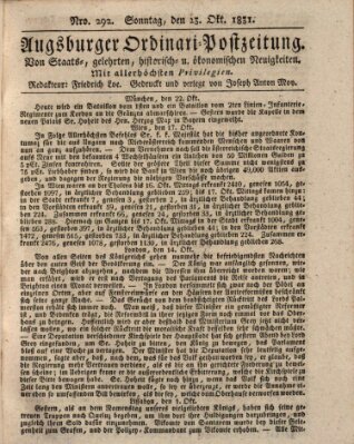 Augsburger Ordinari Postzeitung von Staats-, gelehrten, historisch- u. ökonomischen Neuigkeiten (Augsburger Postzeitung) Sonntag 23. Oktober 1831