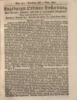 Augsburger Ordinari Postzeitung von Staats-, gelehrten, historisch- u. ökonomischen Neuigkeiten (Augsburger Postzeitung) Dienstag 1. November 1831