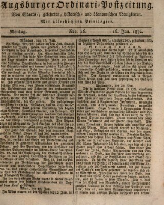 Augsburger Ordinari Postzeitung von Staats-, gelehrten, historisch- u. ökonomischen Neuigkeiten (Augsburger Postzeitung) Montag 16. Januar 1832