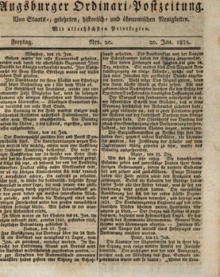 Augsburger Ordinari Postzeitung von Staats-, gelehrten, historisch- u. ökonomischen Neuigkeiten (Augsburger Postzeitung) Freitag 20. Januar 1832