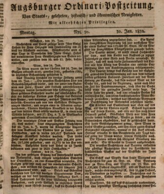 Augsburger Ordinari Postzeitung von Staats-, gelehrten, historisch- u. ökonomischen Neuigkeiten (Augsburger Postzeitung) Montag 30. Januar 1832