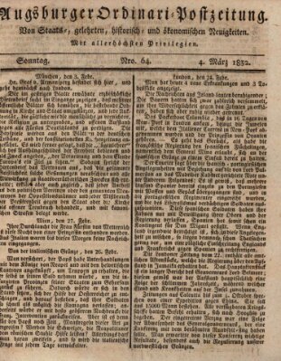 Augsburger Ordinari Postzeitung von Staats-, gelehrten, historisch- u. ökonomischen Neuigkeiten (Augsburger Postzeitung) Sonntag 4. März 1832