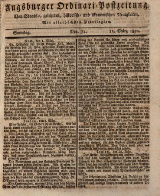 Augsburger Ordinari Postzeitung von Staats-, gelehrten, historisch- u. ökonomischen Neuigkeiten (Augsburger Postzeitung) Sonntag 11. März 1832