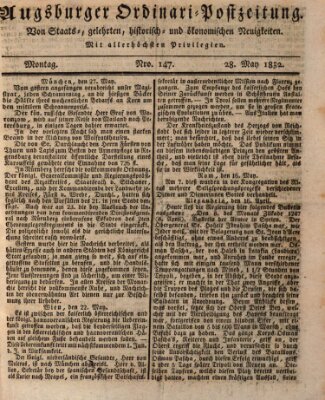 Augsburger Ordinari Postzeitung von Staats-, gelehrten, historisch- u. ökonomischen Neuigkeiten (Augsburger Postzeitung) Montag 28. Mai 1832