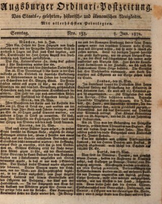 Augsburger Ordinari Postzeitung von Staats-, gelehrten, historisch- u. ökonomischen Neuigkeiten (Augsburger Postzeitung) Sonntag 3. Juni 1832