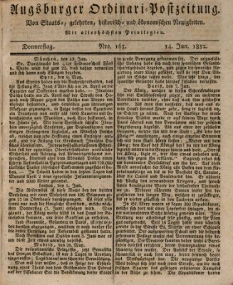 Augsburger Ordinari Postzeitung von Staats-, gelehrten, historisch- u. ökonomischen Neuigkeiten (Augsburger Postzeitung) Donnerstag 14. Juni 1832