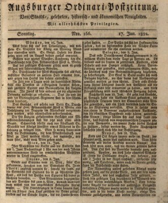 Augsburger Ordinari Postzeitung von Staats-, gelehrten, historisch- u. ökonomischen Neuigkeiten (Augsburger Postzeitung) Sonntag 17. Juni 1832