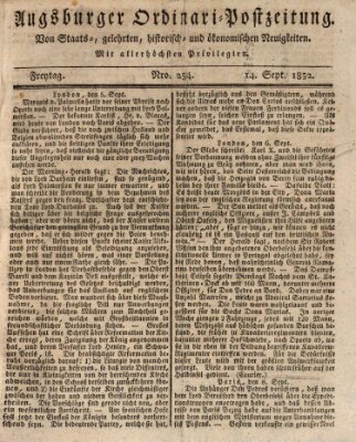 Augsburger Ordinari Postzeitung von Staats-, gelehrten, historisch- u. ökonomischen Neuigkeiten (Augsburger Postzeitung) Freitag 14. September 1832