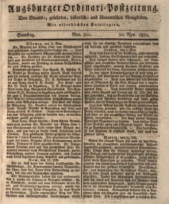 Augsburger Ordinari Postzeitung von Staats-, gelehrten, historisch- u. ökonomischen Neuigkeiten (Augsburger Postzeitung) Samstag 10. November 1832