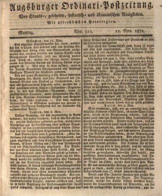 Augsburger Ordinari Postzeitung von Staats-, gelehrten, historisch- u. ökonomischen Neuigkeiten (Augsburger Postzeitung) Montag 12. November 1832