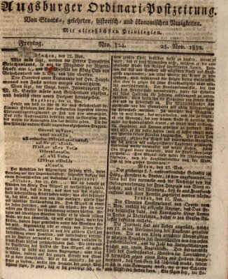 Augsburger Ordinari Postzeitung von Staats-, gelehrten, historisch- u. ökonomischen Neuigkeiten (Augsburger Postzeitung) Sonntag 25. November 1832