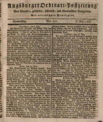 Augsburger Ordinari Postzeitung von Staats-, gelehrten, historisch- u. ökonomischen Neuigkeiten (Augsburger Postzeitung) Donnerstag 6. Dezember 1832