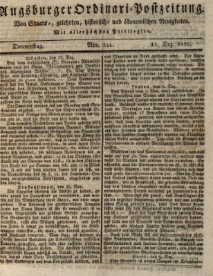 Augsburger Ordinari Postzeitung von Staats-, gelehrten, historisch- u. ökonomischen Neuigkeiten (Augsburger Postzeitung) Donnerstag 13. Dezember 1832