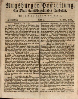 Augsburger Postzeitung Donnerstag 3. Januar 1833