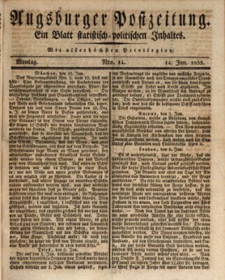 Augsburger Postzeitung Montag 14. Januar 1833