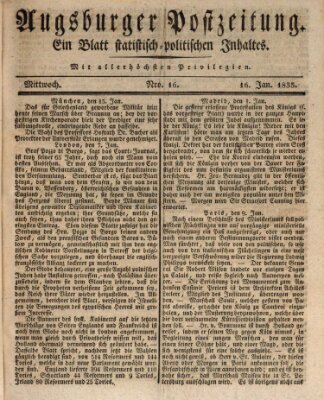 Augsburger Postzeitung Mittwoch 16. Januar 1833