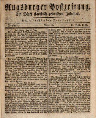 Augsburger Postzeitung Freitag 18. Januar 1833