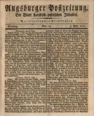 Augsburger Postzeitung Sonntag 3. Februar 1833