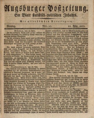 Augsburger Postzeitung Montag 11. Februar 1833