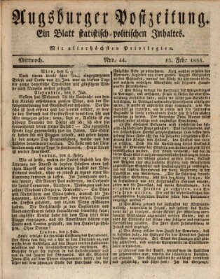 Augsburger Postzeitung Mittwoch 13. Februar 1833