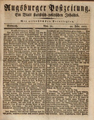 Augsburger Postzeitung Mittwoch 20. Februar 1833