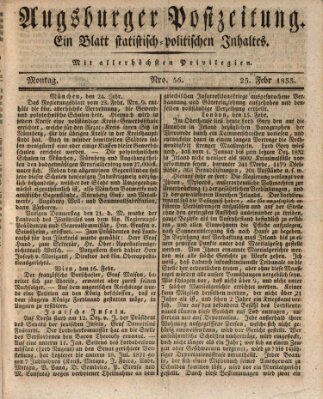 Augsburger Postzeitung Montag 25. Februar 1833