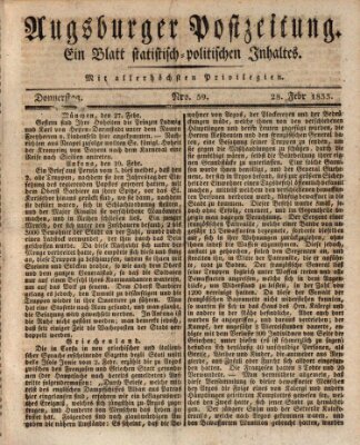 Augsburger Postzeitung Donnerstag 28. Februar 1833